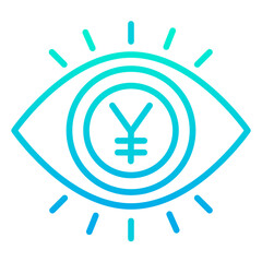 Outline gradient Yen eye icon