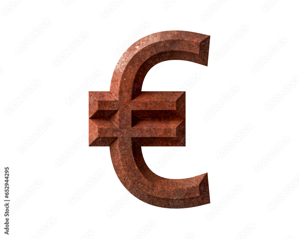 Fototapete symbol made of rusty metal. 3d illustration of rusty symbols isolated on white background