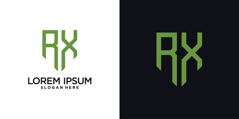 Obraz premium Monogram logo design initial letter r combined with shield element and creative concept