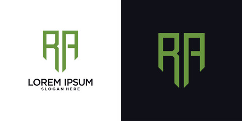 Obraz premium Monogram logo design initial letter r combined with shield element and creative concept