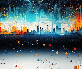 abstract cityscape at night 