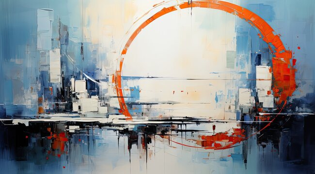Expressive Abstract art with circles and multicolor paint creative & inspirational painting