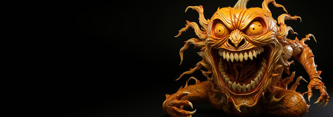 Fototapeta premium Halloween character, monster on jack lantern background. AI generated