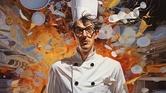 Abstract colorful Cheff cokk at the kitchen 