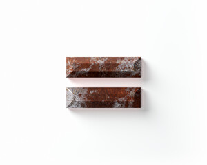 Symbol made of rusty metal. 3d illustration of rusty symbols isolated on white background