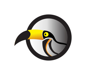 toucan bird logo design with circles and gears