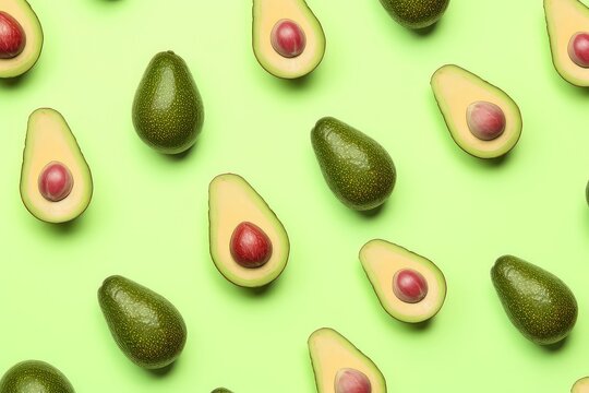 Avocado pattern on green background for ads