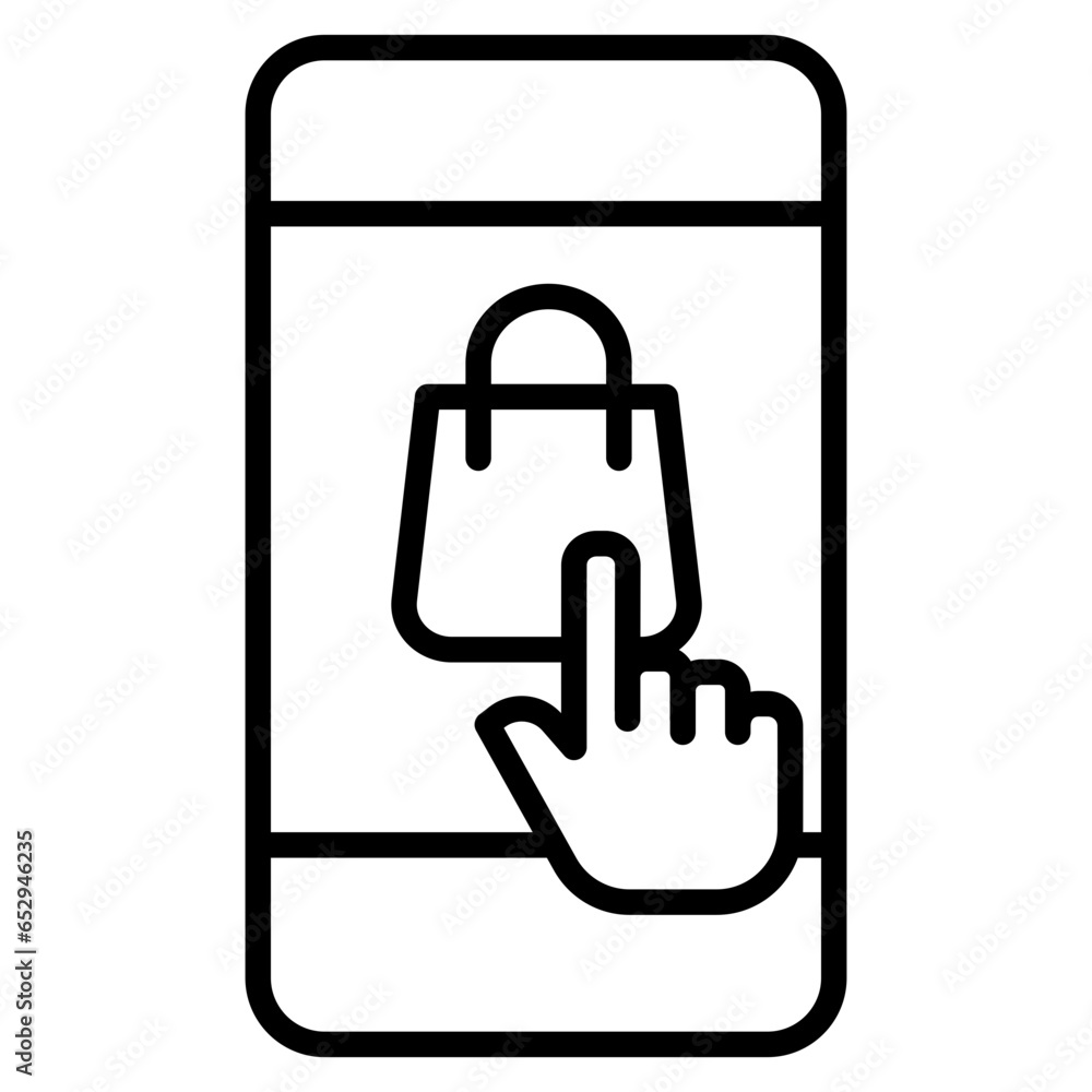 Poster Outline Mobile shopping tap icon