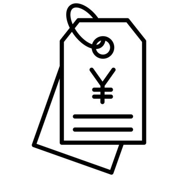 recommend clip art: Outline Yen tag icon