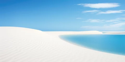 Photo sur Plexiglas Brésil vast dune desert. lençóis maranhenses in Brazil. White sand dunes and blue water pools.