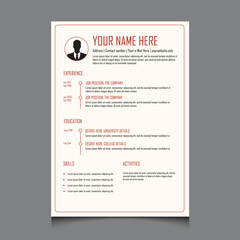 Infographic CV template. Classy employment interview minimalist sample simple applications resume creative vector illustration design. professional corporate company job modern cover curriculumvitae