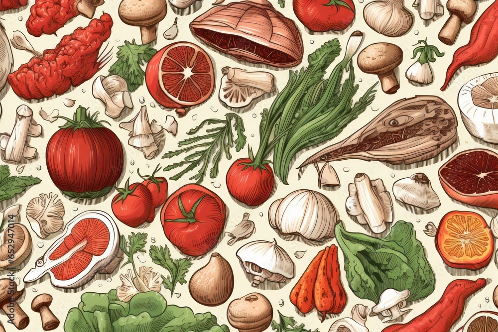 Aufkleber a collection of different vegetables and fruits arranged on a white background. this image can be us