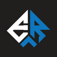 ER letter logo design on black background. ER creative initials letter logo concept. ER letter design.
