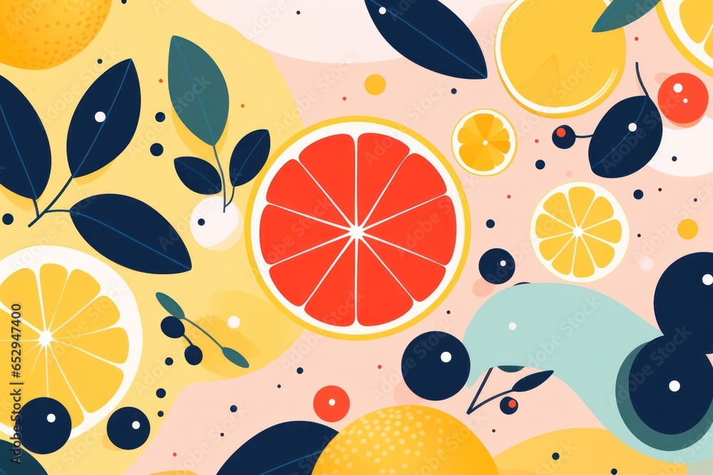 Poster A bunch of oranges and lemons with leaves. Perfect for adding a fresh and vibrant touch to your designs or recipes.