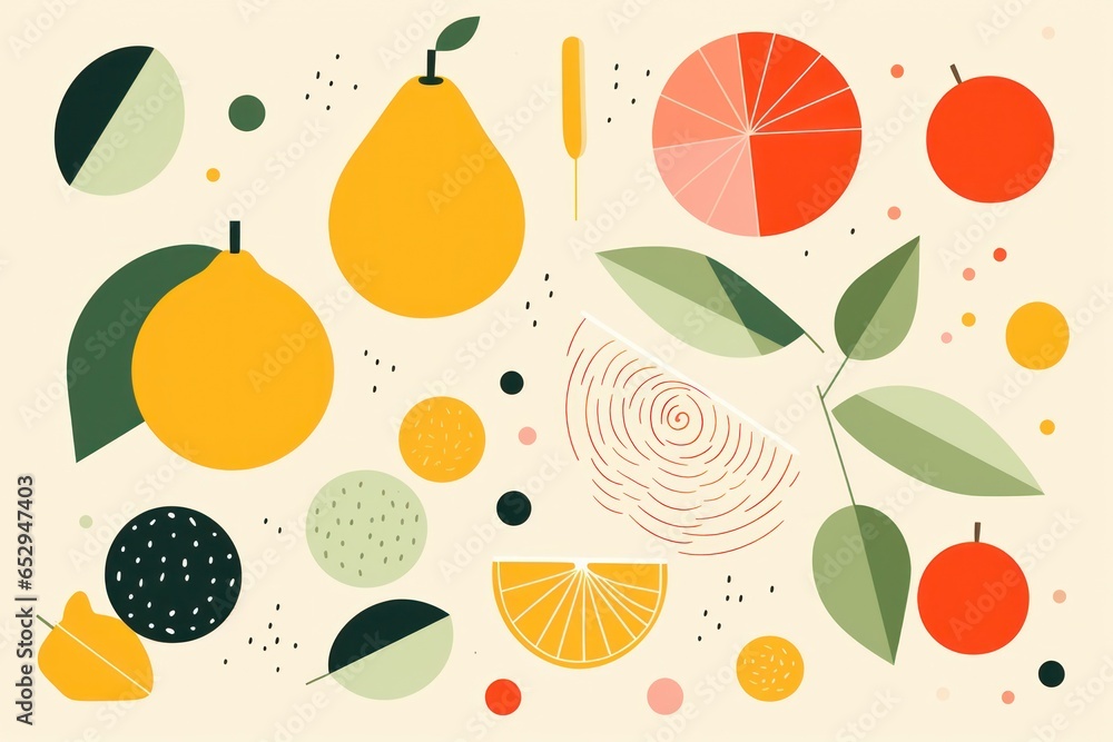 Aufkleber a collection of various fruits and vegetables displayed on a clean white background. ideal for food-