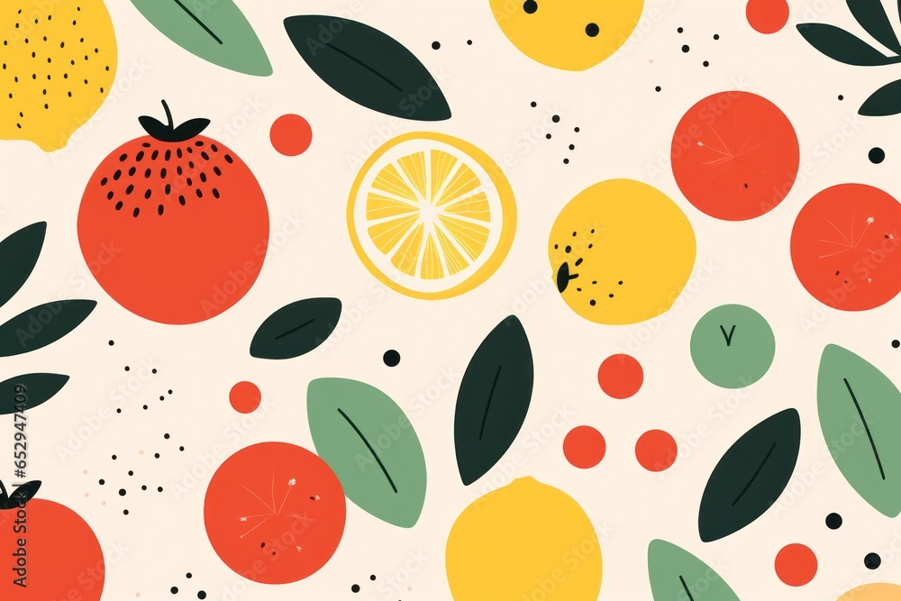 Poster a vibrant pattern featuring a variety of oranges, lemons, and leaves. this versatile image can be us