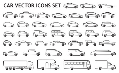 Car logo icon set. Silhouette Vector Collection.