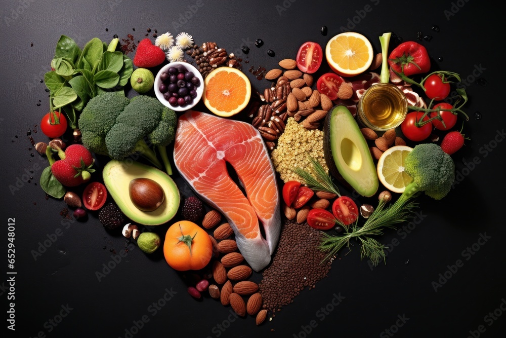 Aufkleber a visually appealing arrangement of fruits and vegetables shaped like a heart. this picture can be u