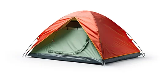 Selbstklebende Fototapeten Isolated white background camping tent equipment summer camp concept vacation rendering © TheWaterMeloonProjec