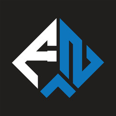 FN letter logo design on black background. FN creative initials letter logo concept. FN letter design.
