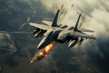 A fighter plane in the air