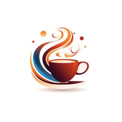 Coffee cup logo icon abstract minimalist background.