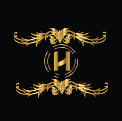 creative golden latter logo  H, M,  SP, SR, TS 