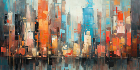 abstract art of cityscape,illustration painting generative ai