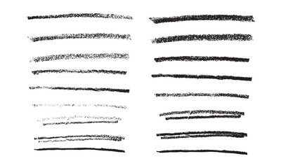 Underlining highlight pencil crayon hand draw lines set. Vector stock illustration isolated on white background for handwritten notes for text, doodle graphic element. 
