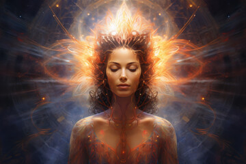 Mystical Awakening, Unleashing the Power of Consciousness, The Mind-Body Connection - obrazy, fototapety, plakaty