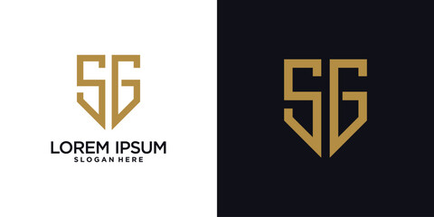 Monogram logo design initial letter s combined with shield element and creative concept