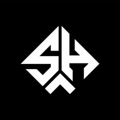 SH letter logo design on black background. SH creative initials letter logo concept. SH letter design.
