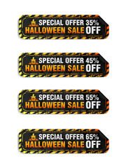 Halloween black long stickers set. Sale 35%, 45%, 55%, 65% off discount