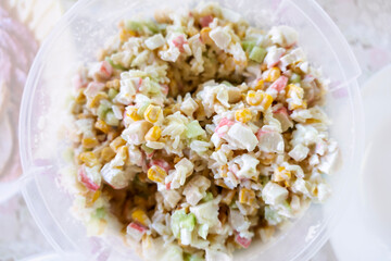 French salad, large on white background 
