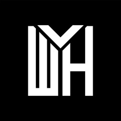 WH letter logo design on black background. WH creative initials letter logo concept. WH letter design.
