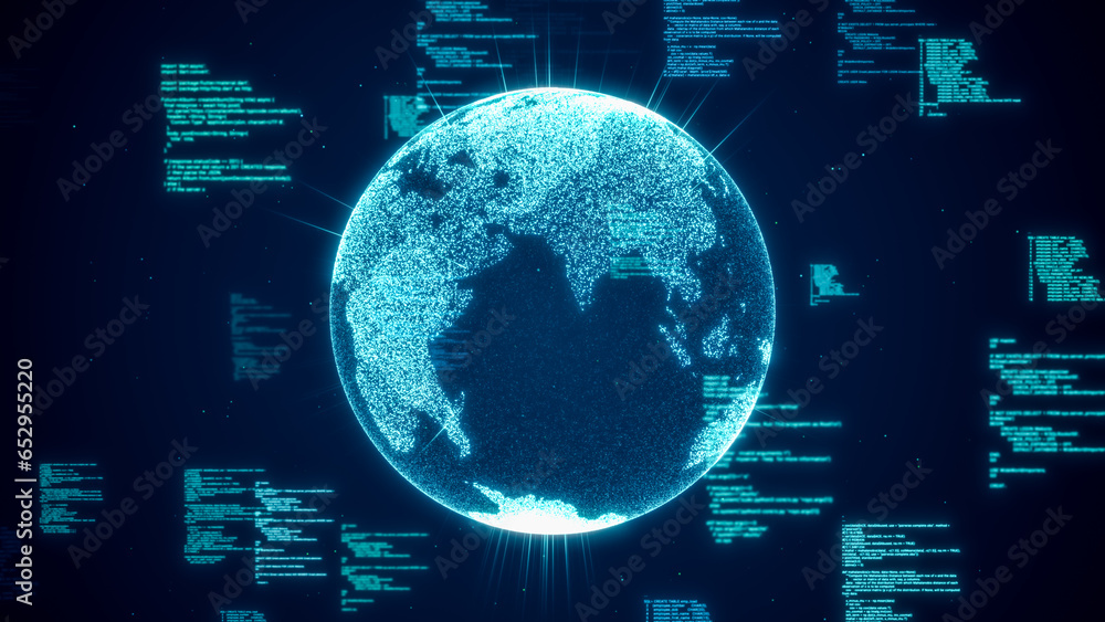 Poster worldwide international future internet information data, modern global business world technology co