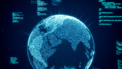 worldwide international future internet information data, modern global business world technology connection, digital web code payment security 3d rendering