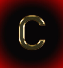Golden and shining Alphabet(letter) C and name of individual (boy or Girl) with start of alphabet C, black and red beautiful background - obrazy, fototapety, plakaty