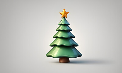 Cute 3D Christmas Tree Art Animated Graphic, Invitation Card Banner Website Design Background - ai generated