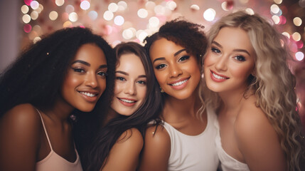 a group of young girls at a christmas party.	
