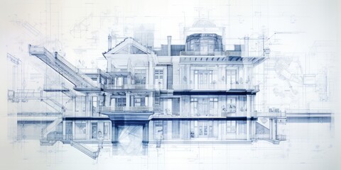 Architectural Precision: Construction Drawings, Blueprints, and a Pencil Combine Creativity and Technical Expertise in the Planning and Documentation of Construction Projects