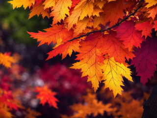 Naklejka na ściany i meble Closeup of Autumn beauty in nature vibrant colors - AI Generative