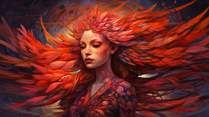 Resplendent Rebirth: Majestic Phoenix Girl