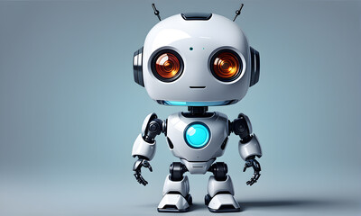 Cute Little Robot 3D Art Animated Graphic, Invitation Card Banner Website Design Background - ai generated
