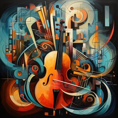 abstract illustration of musical instruments