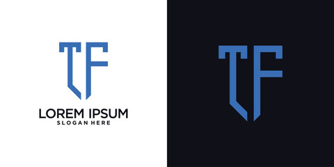 Obraz premium Monogram logo design initial letter t combined with shield element and creative concept