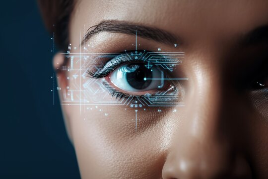 Biometric Facial Recognition with Futuristic HUD Interface Overlay
