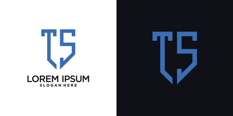 Obraz premium Monogram logo design initial letter t combined with shield element and creative concept