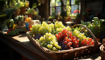 Freshness of nature bounty: healthy eating with organic grape harvest generated by AI