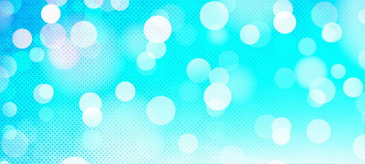 Light blue bokeh widescreen background with copy space for text or image, Usable for banner, poster, cover, Ad, events, party, sale,  and various design works